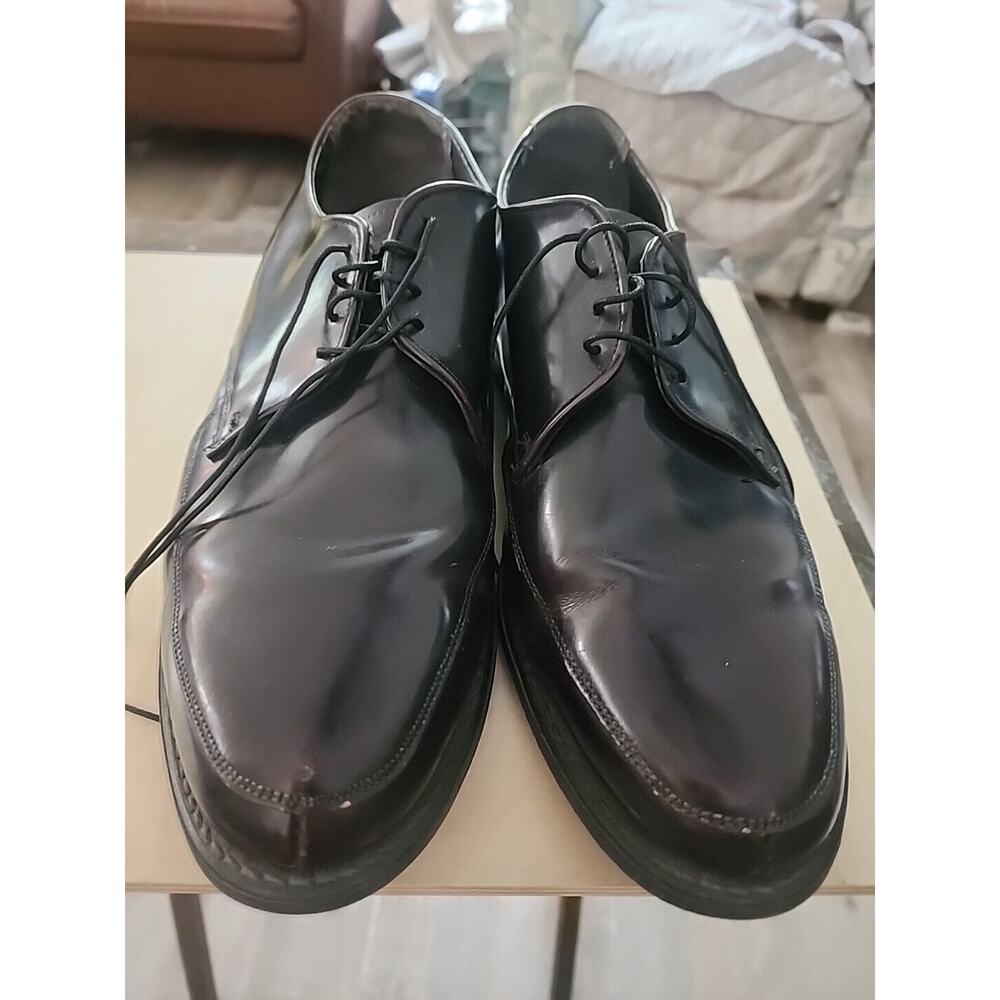 Stuart McGuire Oxford Derby Dress Shoes Leather 10.5 D Black Apron Toe 3S3